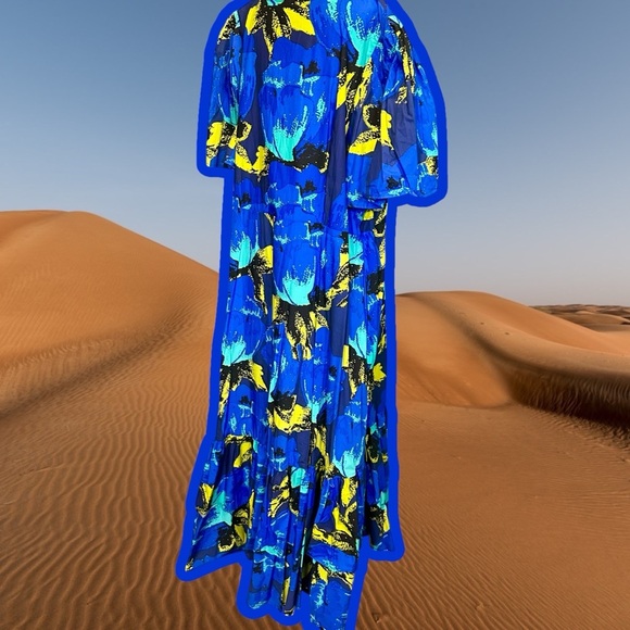 Christopher John Rogers for Target Blue Floral Puff Sleeve Dress Size 24 / 26 - Picture 12 of 14